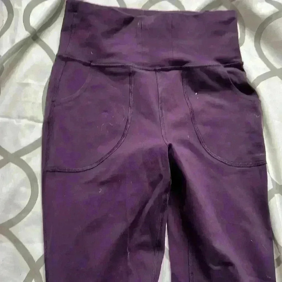 Deep Purple Still Size 4 Lululemon like new 2 pockets drawstring waist leggings - Picture 6 of 6